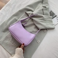 Minimalist light purple PU leather underarm bag with smooth finish and slender shoulder strap - Purple