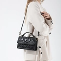 Classic black quilted crossbody bag with gold hardware and top handle for women - Black