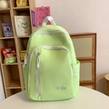 Zaino scolastico grande verde chiaro impermeabile in nylon con zip bianche a contrasto - Verde