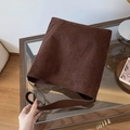 Large vintage dark brown tote bag in matte suede leather with wide shoulder strap - Brown