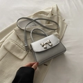 Mini silver crossbody bag for women with decorative metal bow and adjustable strap - Silver