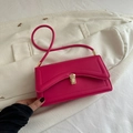 Chic rose red underarm bag in premium PU leather with gold clasp and sleek lines - Rose Pink