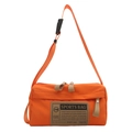 Sac bandoulière orange en tissu oxford avec écusson sport rétro gris et détails beige - Orange
