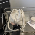 Sac à dos seau blanc avec cordon chaîne argentée et bandoulières réglables - Blanc (Sans Pendentif)