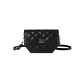 Chic black quilted crossbody bag with silver twist lock and diamond stitch pattern - Black