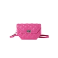 Chic rose pink quilted crossbody bag with silver twist lock and white contrast stitching - Rose Red