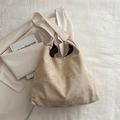 Grand sac cabas minimaliste en daim beige avec intérieur spacieux pour étudiantes et loisirs - Kaki
