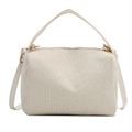 Sac bandoulière minimaliste en velours côtelé beige avec détails dorés et poignée - Blanc