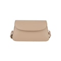 Beige crocodile embossed flap crossbody bag with adjustable shoulder strap for women - Khaki
