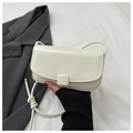 Borsa a sella minimalista in PU bianco crema con fibbia quadrata e tracolla annodata - Bianco