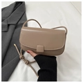 Borsa a tracolla minimalista in pelle PU kaki con fibbia quadrata e cinturino sottile - Cachi