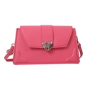 Chic pink PU leather shoulder bag featuring a silver heart-shaped metallic buckle detail - Pink