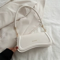 Chic beige underarm bag in matte leather with gold chain and XM & BAGS logo - White