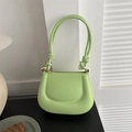 Minimalist avocado green handbag with knotted handle and embossed arc design - Green