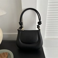 Sac pois noir élégant avec poignée nouée et finition en cuir lisse de qualité - Noir