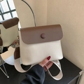 Borsa a tracolla retrò beige e marrone con ampia tracolla in tessuto jacquard - Bianco