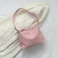 Bolso tote rosa minimalista en lona con anilla metálica y detalle de cremallera - Rosa
