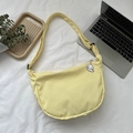 Minimalist light yellow canvas crescent crossbody bag with cute white sheep pendant - Yellow