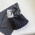 Chic black quilted tote bag with silver chain strap for casual daily commuting - Black