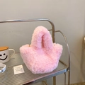 Elegante borsa a secchiello in ecopelliccia rosa con manico morbido - Rosa