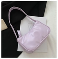 Lavender faux leather baguette shoulder bag with knotted detail and zipper closure - Purple