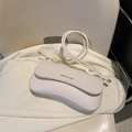 Chic off-white half-moon crossbody bag featuring a unique knotted long shoulder strap - White