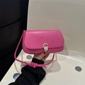 Rose pink shoulder bag with metallic circular buckle and stylish knotted strap detail - Rose Red