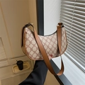 Borsa sottobraccio retrò con motivo a trifoglio rosso e tracolla marrone regolabile - Cachi Chiaro