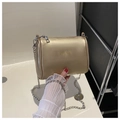 Champagne gold faux leather crossbody bag with chain strap and Only Bug logo - Gold