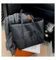 Grand sac de plage en maille noire avec poignées renforcées et plusieurs poches - Noir