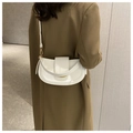 Chic white crescent saddle bag with glossy finish and gold metal hardware - White