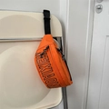 Marsupio sportivo arancione in nylon con stampa di lettere e tracolla nera regolabile - Arancione