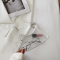 Minimalist transparent PVC jelly handbag with white zipper and clear shoulder strap - Clear