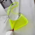 Neon yellow transparent PVC crossbody chain bag with stylish minimalist crescent shape - Green