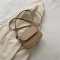 Borsa a tracolla kaki minimalista con trama a rombi e scritta Fashion Trend - Cachi