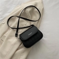 Minimalist black crossbody saddle bag with diamond quilting and fashion lettering - Black