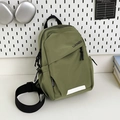Zaino casual verde oliva con stampa di lettere alla moda e striscia riflettente urbana - Verde Senza Pendente