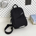 Sac de poitrine polyvalent en nylon noir avec logo blanc et bande réfléchissante de sécurité - Noir sans Pendentif