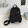 Sac de poitrine polyvalent en nylon noir avec logo et bande réfléchissante pour le quotidien - Noir Avec Pendentif