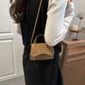 Retro brown small square handbag in matte finish with adjustable strap and top handle - Brown