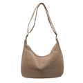 Large khaki soft leather hobo bag with adjustable wide shoulder strap for daily commuting - Apricot