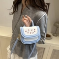 Mini cross-body bag for girls in light blue and white with cherry print - Blue
