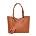Grande borsa shopper marrone in finta pelle con borsellino e dettagli di cucitura - Marrone