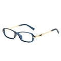 Modern rectangular blue translucent frames with golden metal temples for a stylish look - Transparent Blue