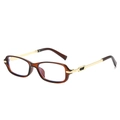 Retro rectangular sunglasses with tortoise shell frame and golden metal temples - Transparent Tea