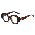 Montatura per occhiali ottagonale retrò tartarugata con eleganti dettagli laterali neri - Leopardo Nero / Lenti Trasparenti Anti Luce Blu