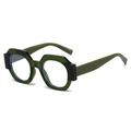 Occhiali ottagonali oversize con montatura verde scuro trasparente e stanghette oliva - Verde Trasparente / Lenti Trasparenti Anti Luce Blu