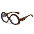 Occhiali anti-luce blu oversize rotondi con montatura tartarugata elegante per donna - Montatura Leopardo Tè