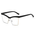 Occhiali cat-eye a mezza montatura in metallo con lenti anti-luce blu in nero e oro - Montatura Oro Nero