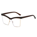 Occhiali cat eye alla moda con montatura superiore tartarugata scura e dettagli dorati - Montatura Oro Marrone